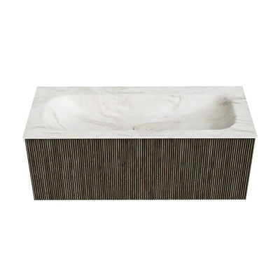 Mondiaz KURVE-DLUX Ensemble de meuble de salle de bains - 110x46x40cm - 1 tiroir - lavabo solid surface - central - 1 trou de robinet - Shadow