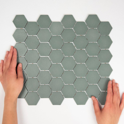 The Mosaic Factory Valencia Carrelage mosaïque hexagonal 27.8x32.5cm pour mur et sol et pour l'intérieur et l'extérieur résistant au gel Khaki mat