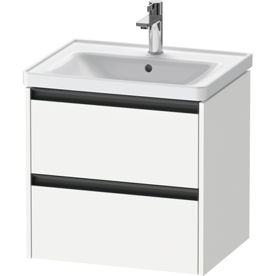 Duravit Ketho 2 Meuble sous-lavabo - 2 tiroirs - 58.4x45.5x54.9cm - poignées anthracite - blanc mat