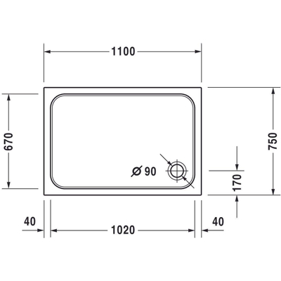 Duravit D-code douchebak 110x75x8.5cm acryl wit