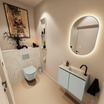 MONDIAZ TURE-DLUX 60cm toiletmeubel Greey. EDEN wastafel Ostra positie rechts. Met 1 kraangat.