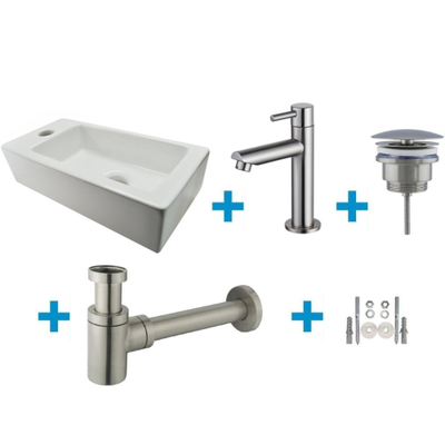 FugaFlow Eccelente Sobrado Pack Lave-mains - 1 trou de robinet - gauche - robinet Inox - Blanc