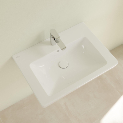 Villeroy & Boch Subway 2.0 wastafel - 65x47cm onderkant - geslepen - 1 kraangat - White Alpine (glans wit)