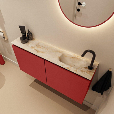 MONDIAZ TURE-DLUX 100cm toiletmeubel Fire. EDEN wastafel Frappe positie rechts. Met 1 kraangat.