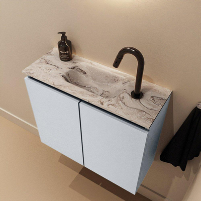 MONDIAZ TURE-DLUX Meuble de toilette 60cm Clay. Lavabo EDEN Glace position milieu. Avec 1 trou de robinet.