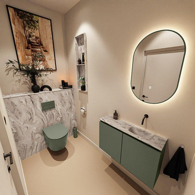 MONDIAZ TURE-DLUX 80cm toiletmeubel Army. EDEN wastafel Glace positie rechts. Zonder kraangat.
