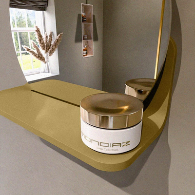 Mondiaz SPOT miroir – Ø 30 cm – avec tablette – Oro (sable)