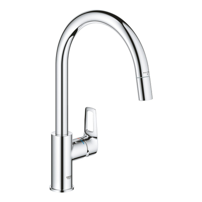 Grohe Start Loop Keukenkraan - 1-gats - hoge draaibare uittrekbare uitloop- voorsprong 21.5cm - open greep - chroom