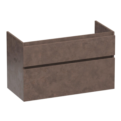 BRAUER Delight wastafelonderkast - 100x46x60cm - 2 softclose lades - greeploos - 1 sifon uitsparing - Erosion