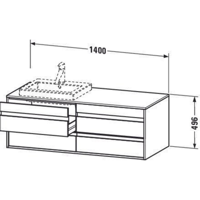 Duravit Ketho Meuble sous-lavabo avec 4 tiroirs pour 2 lavabos encastrables 140x42.6x55cm graphite