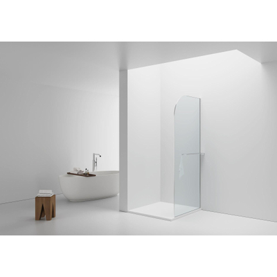 Aloni Paroi de douche - 100x200cm - coins arrondis - verre de sécurité - 6mm - porte-serviettes - chrome