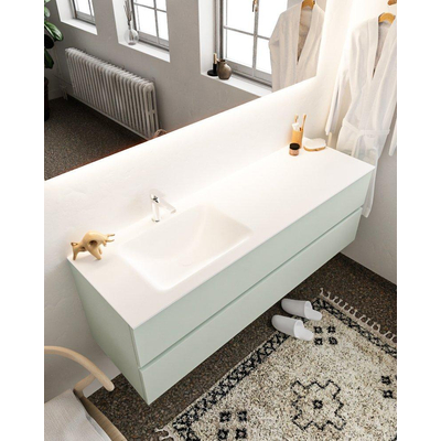 MONDIAZ VICA Ensemble de meuble salle de bain - 150cm - 2 tiroirs - lavabo Cloud gauche - 1 trou de robinet - solid surface gris