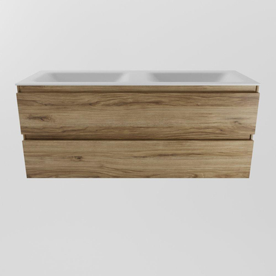 Mondiaz Aivy badmeubelset - 120x45x50cm - 0 kraangaten - 2 wasbakken talc Solid surface - Links en rechts - 2 lades - Zonder spiegel - Melamine Chai