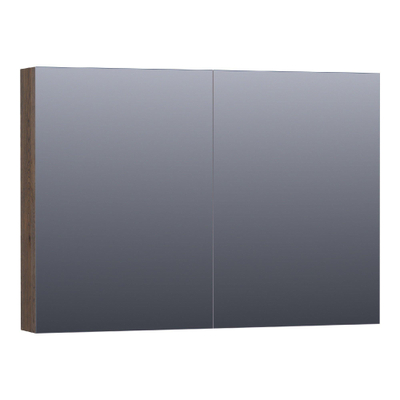 BRAUER Impress armoire de toilette - 100x70x15cm - sans éclairage - 2 portes miroirs double face - chêne à lamelles noir