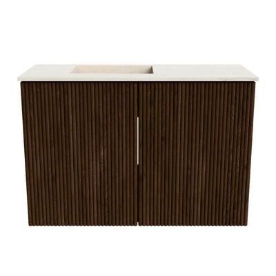 Mondiaz JOYA-DLUX 60cm toiletmeubel - kleur Walnut - Wastafel FAYE positie Links Zonder kraangat kleur Meli.