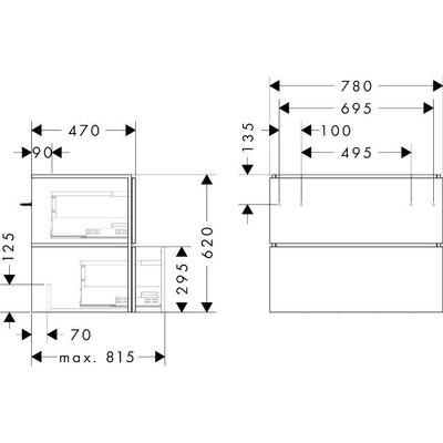 Hansgrohe Xilesa E Meuble sous‑lavabo – 78×47 cm – 2 tiroirs – blanc mat