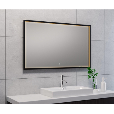 Wiesbaden Avi miroir rectangulaire avec LED, dimmable et chauffage miroir 100 x 60 cm noir mat