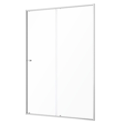 Sealskin Contour porte coulissante pour niche 140 cm, 200 cm de haut, inox, verre de sécurité clair 6 mm