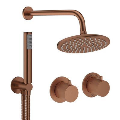 Crosswater MPRO Module inbouw regendoucheset – Ø20 cm hoofddouche – 2 hendels – vaste douchehouder – brons geborsteld