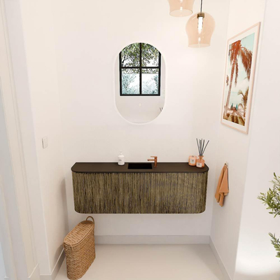 Mondiaz JOYA 123.2cm toiletmeubel - ronding links en rechts kleur Dusk - Wastafel FAYE positie Midden 1 kraangat kleur Urban.