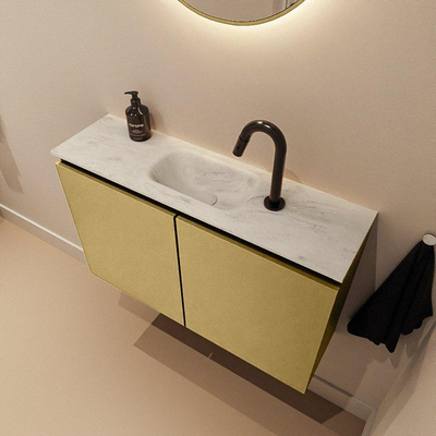 MONDIAZ TURE-DLUX 80cm toiletmeubel Oro. EDEN wastafel Opalo positie midden. Met 1 kraangat.