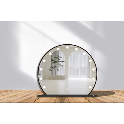 Saniclass Spotlight spiegel – halfrond – 80x72 cm – LED-verlichting – touchbediening – Metal Black geborsteld