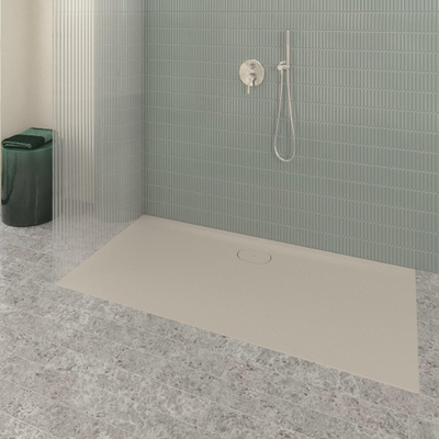 Villeroy & Boch Ecora douchebak - 160x80x3.5cm - afvoer lange zijde - almond (beige)