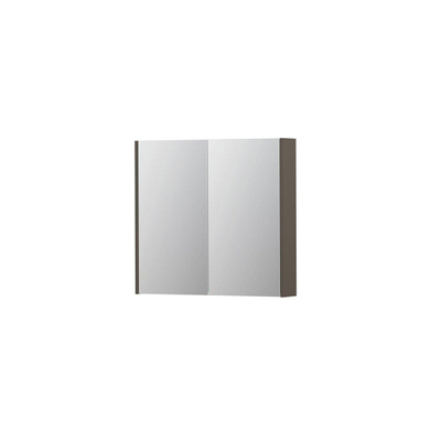 INK SPK2 armoire de toilette – 80 x 74 x 14 cm – 2 portes, portes-miroir double face – Taupe mat