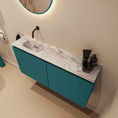 MONDIAZ TURE-DLUX 100cm toiletmeubel Smag. EDEN wastafel Glace positie links. Zonder kraangat.