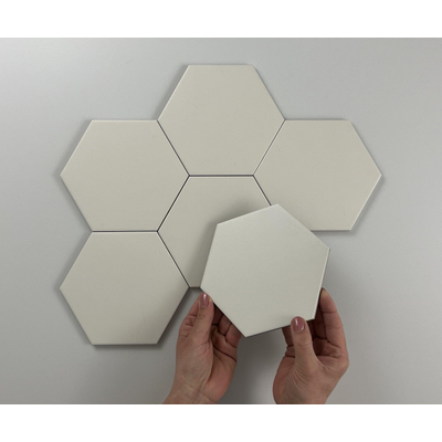 ÉCHANTILLON Terravito Bereno carreau mural et de sol - 15x17cm - 9mm - Hexagone - Ivoire mat