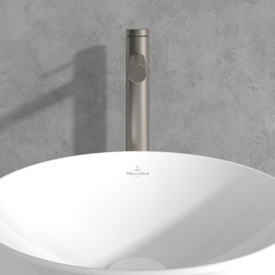 Villeroy & Boch Loop & Friends 1 greeps wastafelkraan verhoogd - zonder waste - Brushed Nickel (rvs)