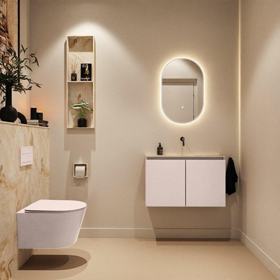 MONDIAZ TURE-DLUX Meuble toilette - 80cm - Rosee - EDEN - vasque Frappe - position centrale - sans trou de robinet