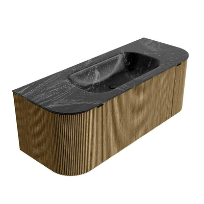 Mondiaz KURVE-DLUX Badkamermeubelset - 120x46x40cm - 1 lade - 2 deuren - wastafel solid surface - midden - zonder kraangat - Dusk