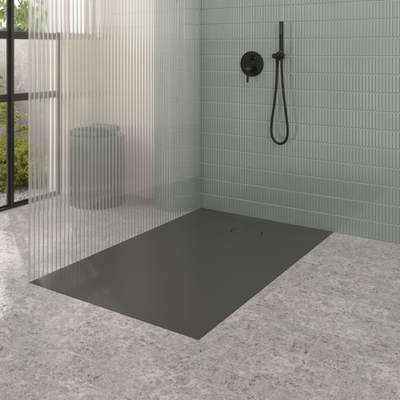 Villeroy & Boch Ecora douchebak - 140x90x3.5cm - afvoer korte zijde - anthracite (antraciet)