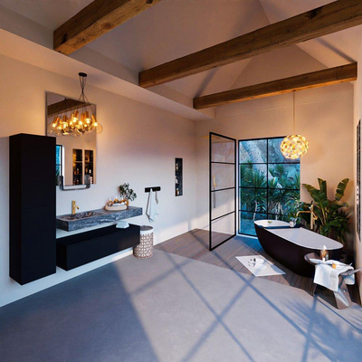 MONDIAZ ALAN - DLUX Ensemble de meuble de salle de bains - 120cm - meuble bas - Urban - 1 tiroir - lavabo suspendu - vasque à gauche - 1 trou de robinet - Lava