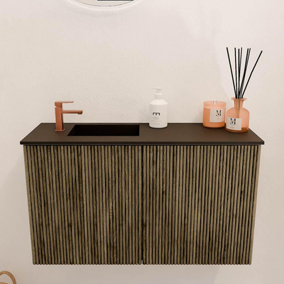 Mondiaz JOYA 70cm toiletmeubel - kleur Dusk - Wastafel FAYE positie Links 1 kraangat kleur Urban.