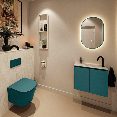 MONDIAZ TURE-DLUX 60cm toiletmeubel Smag. EDEN wastafel Ostra positie rechts. Met 1 kraangat.