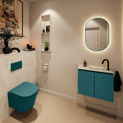 MONDIAZ TURE-DLUX Meuble toilette - 60cm - Smag - EDEN - vasque Ostra - position droite - 1 trou de robinet