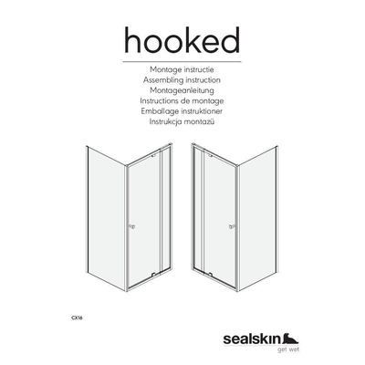 Sealskin Hooked porte pivotante 90x90cm avec paroi latérale verre de sécurité 6mm chrome