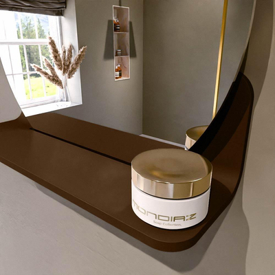 Mondiaz SPOT spiegel – Ø40 cm – met planchet – Rust (bruin)