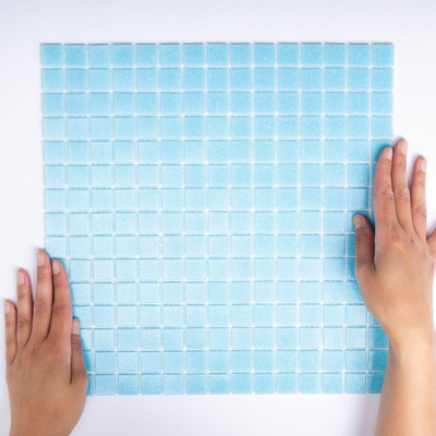 The Mosaic Factory Amsterdam mozaïektegel - 32.2x32.2cm - wand en vloertegel - Vierkant - Glas Light Blue Mat