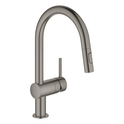 Grohe Minta Keukenkraan - hoog - draaibare/uittrekbare c uitloop - 2 straalsoorten - brushed hard graphite (antraciet)