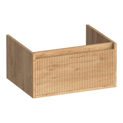 BRAUER Hope Wavy wastafelonderkast 60 1 softclose lade greeploos - 1 sifon uitsparing - Forest Tan
