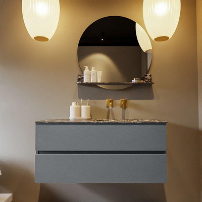 Mondiaz VICA-DLUX ensemble de meuble de salle de bain - 110cm - meuble sous-vasque plata - 2 tiroirs - lavabo encastrée cloud droite - sans trous de robinet - version haute de 60cm - lave