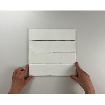 ÉCHANTILLON Terravito Pavero carreau mural - 7.5x30cm - Rectangulaire - 8.6mm - Blanc brillant