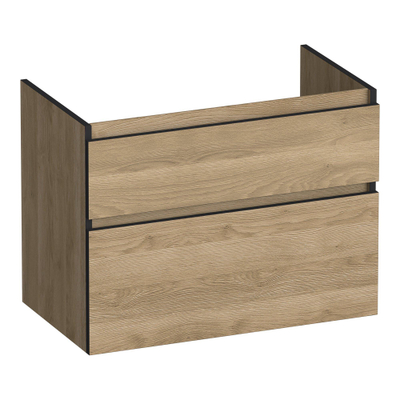 BRAUER Delight Edge meuble sous-lavabo 80 2 tiroirs softclose - sans poignées - 1 découpe pour siphon - Sunlit