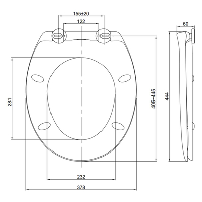 QeramiQ UniSeat Abattant de toilette - dégagement rapide - fermeture douce - duroplast - 44.4x37.8x6cm - blanc brillant