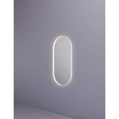 Hotbath &MORE Spiegel Oval - 40x80cm - direct en indirect LED - spiegelverwarming - dimbaar - met afstandsbediening - mat wit