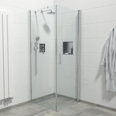 Saniclass Neptune Cabine de douche carrée 80x80x200cm 1 porte pivotante verre de sécurité 6mm anti-calcaire chrome