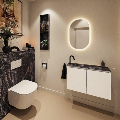 MONDIAZ TURE-DLUX 80cm toiletmeubel Talc. EDEN wastafel Lava positie links. Met 1 kraangat.